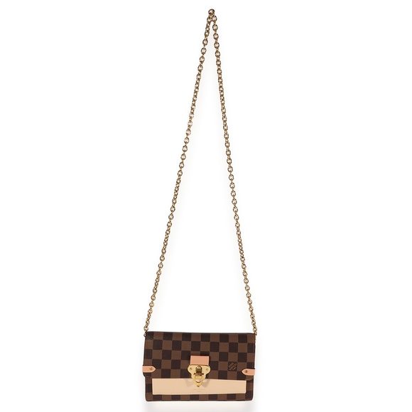 Louis Vuitton Damier Ebene & Cream Taurillon Vavin Chain Wallet - Picture 4 of 8